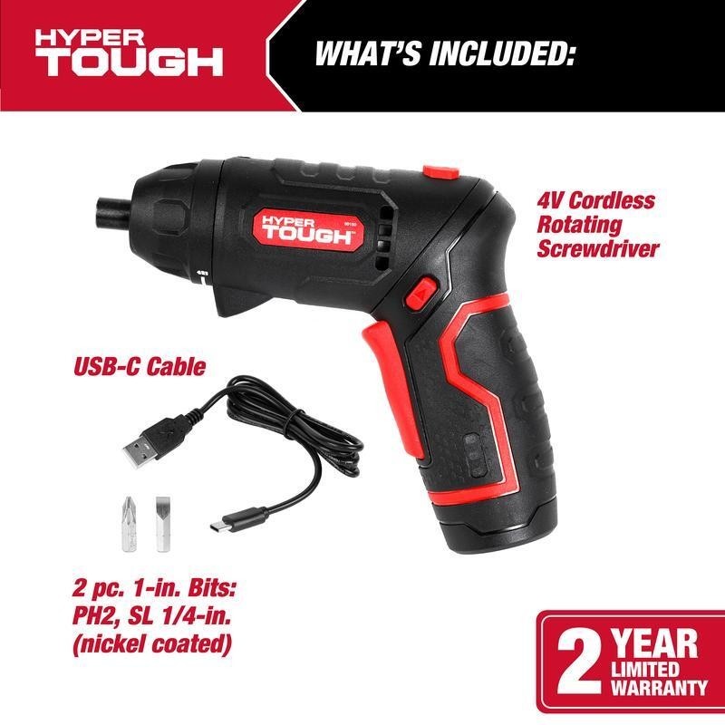 4V Cordless Rotating Screwdriver Compact Lightweight Adjustable Handle LED Light