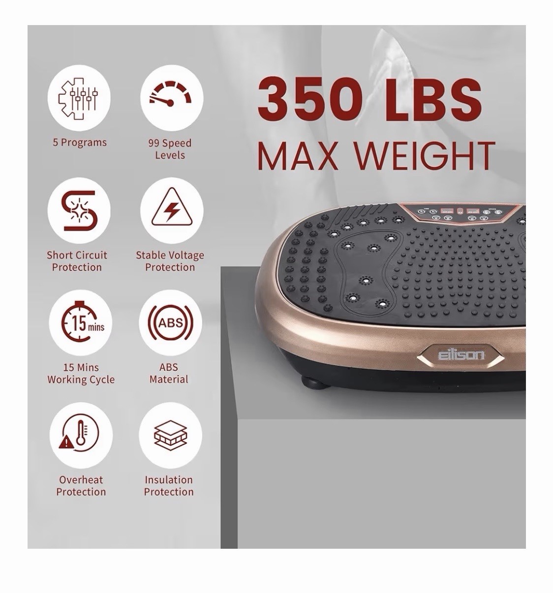 EILISON Fitmax 3D XL Vibration Plate Exercise Machine - Whole Body Workout Vibra