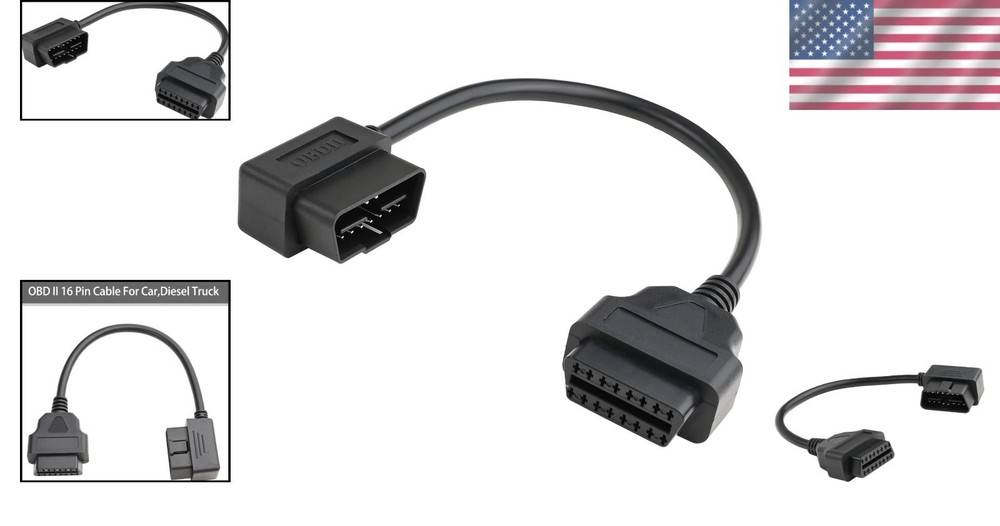 Compact 1ft OBD-II Extension Cable with Right Angle Connector for Diagnostics