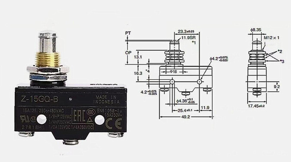 Car Lift Power Unit Switch AC-15A/250V Motor Elevator Button Raise Microswitch