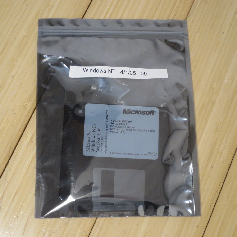 Microsoft Windows NT 4.0 Workstation 1-2 CPU Floppy Setup Disk Set (Tested) - 09