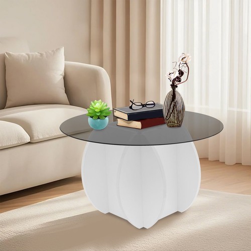 Tempered Glass Tabletop Coffee Table Modern Center Table Round Tea Coffee Table