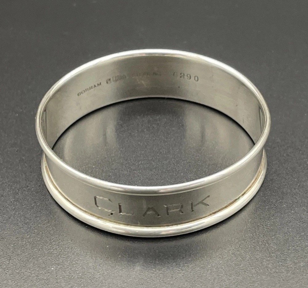Gorham Sterling Silver Napkin Ring Name Engraved “CLARK” #6290