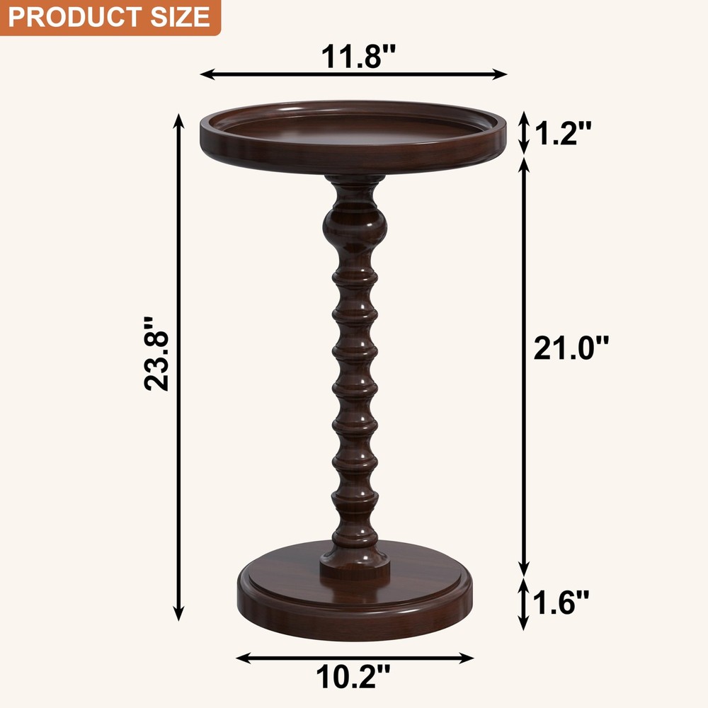 Round Side Table, Drink Table for Small Spaces, Mid-Century Accent End Table ...