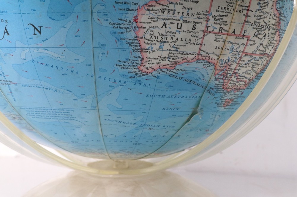 National Geographic Globe on Plastic Base circa 1965