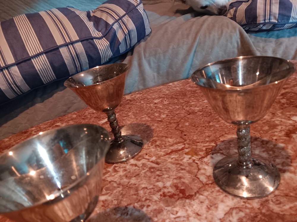 VTG J Perez Ruiz E.P.B Silverplate Spain Stem Wine goblets 6 cups