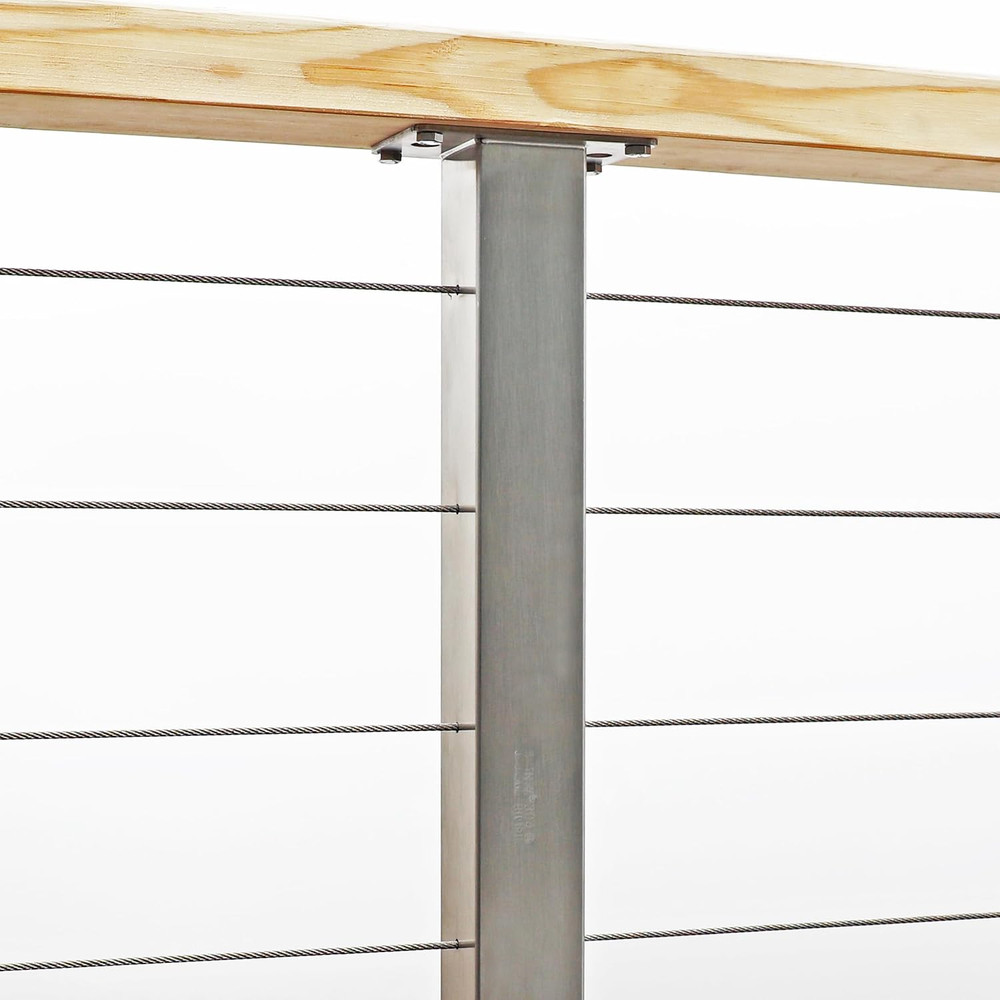 36” Stainless Steel Cable Railing Intermediate Posts - 2 Pack for Decks