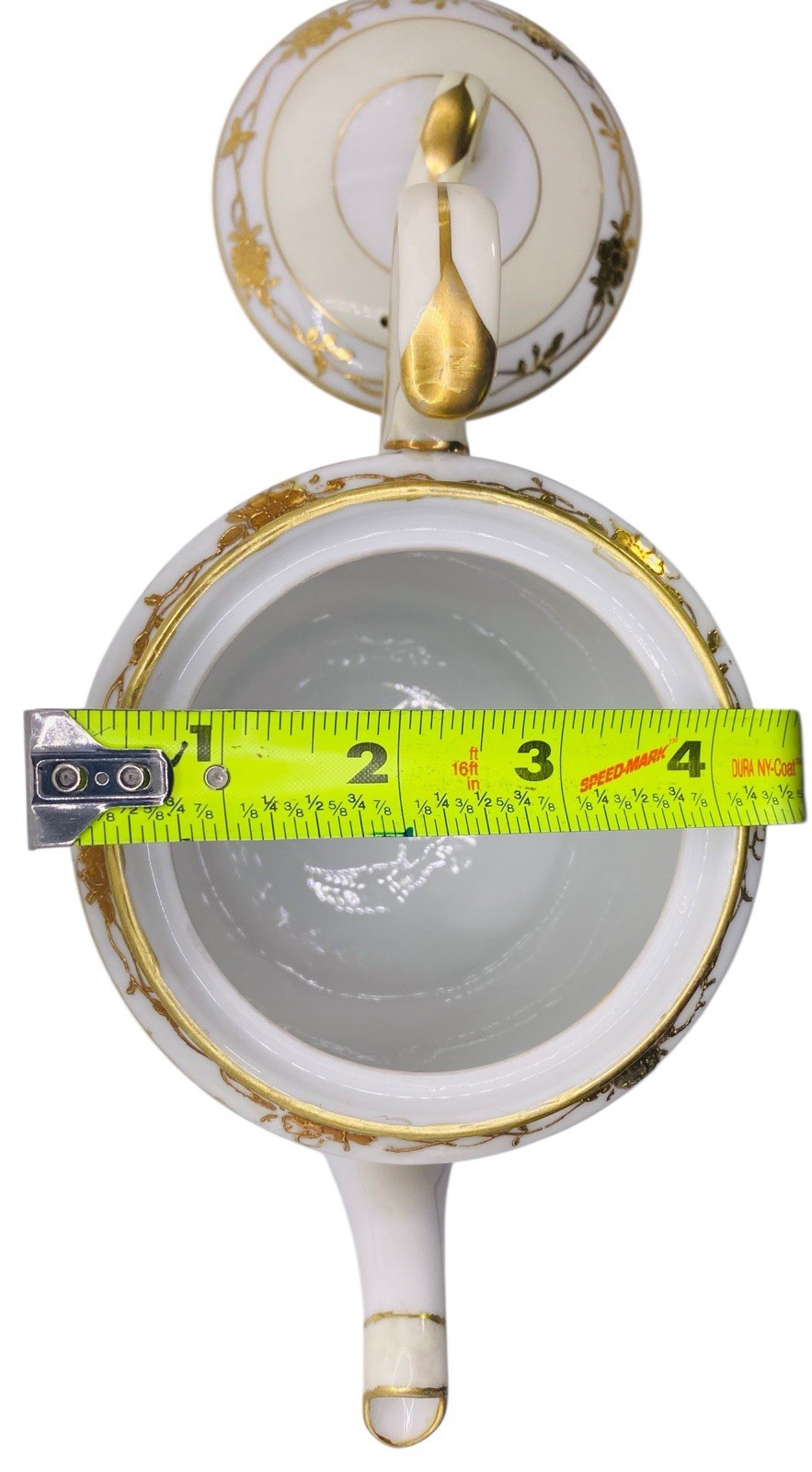 Handpainted Nippon Teapot Lid Creamer Sugar Bowl Lid Beige Gold Gilt Trim Floral