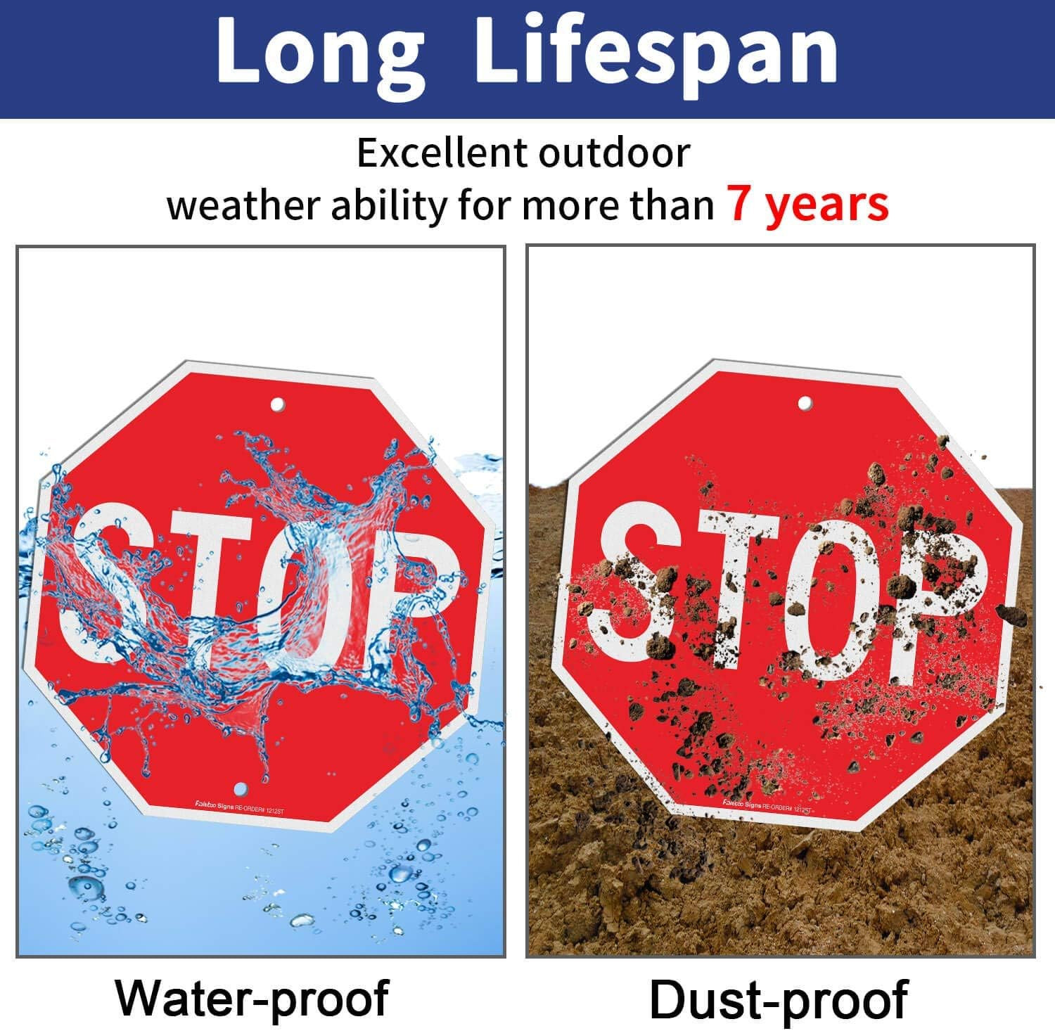 Reflective Stop Sign 12x12 Rust-Free Aluminum UV Waterproof Weather Resistant