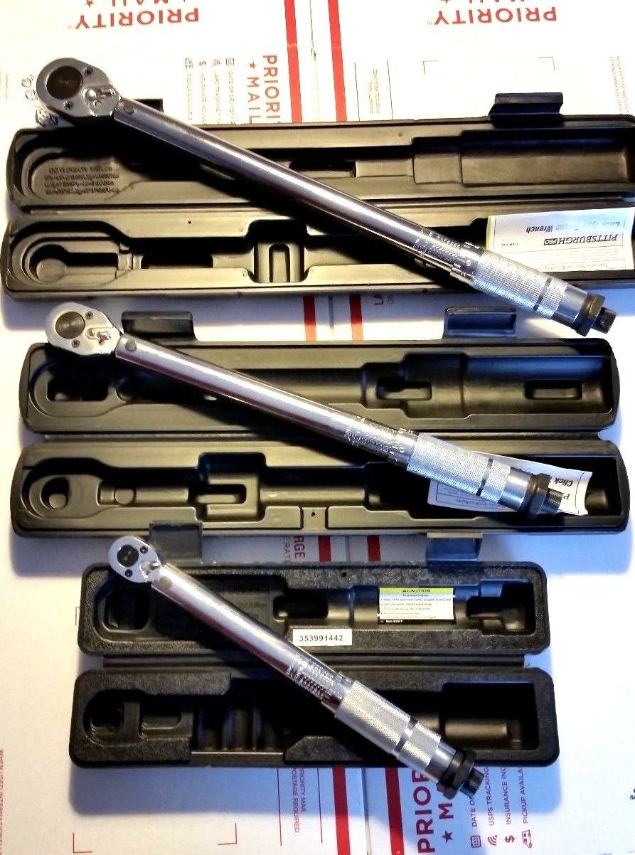 Set of 3  Pro Reversible Click Type Torque Wrench Sizes 1/4", 3/8", 1/2"