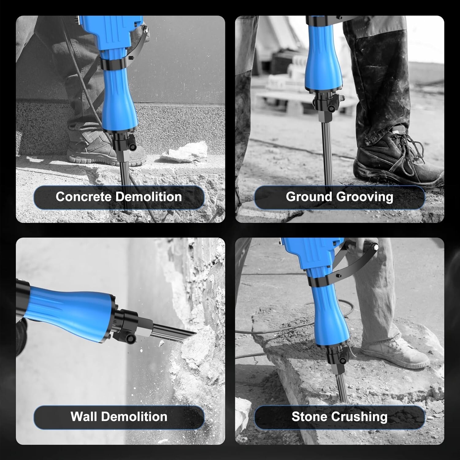 Demolition Jack Hammer Concrete Breaker 2200W Electric Hammer 2 Chisel Bit