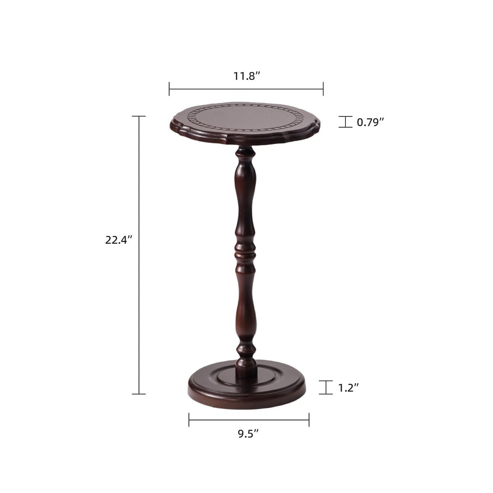 HuiDao 100% Solid Wood Round Side Table, Small Drink Table for Small Spaces, ...