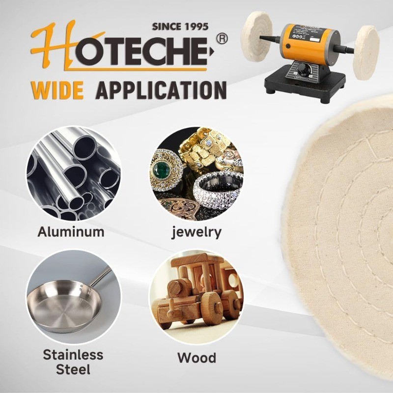 Hoteche 4-3/8-Inch Bench Buffer Polisher Adjustable Speed Buffing Machine