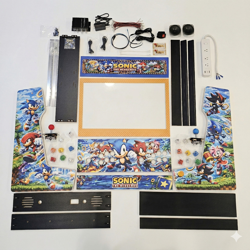 DIY Arcade Cabinet Kit, Bartop, Wall Mountable, Sonic Theme - 2 Player Machine