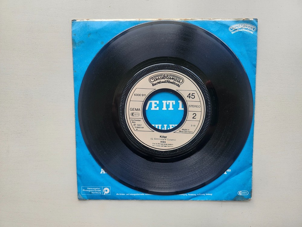 KISS RARE Vintage 1982 German I Love It Loud Killer 7" Vinyl 45 Import 6000 911