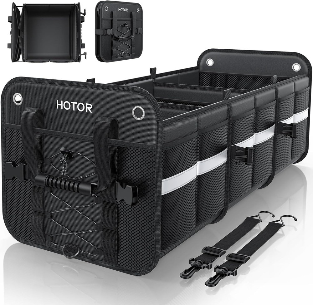 Trunk Organizer for SUV – Car Storage Box with Reflective Strips, Collapsible