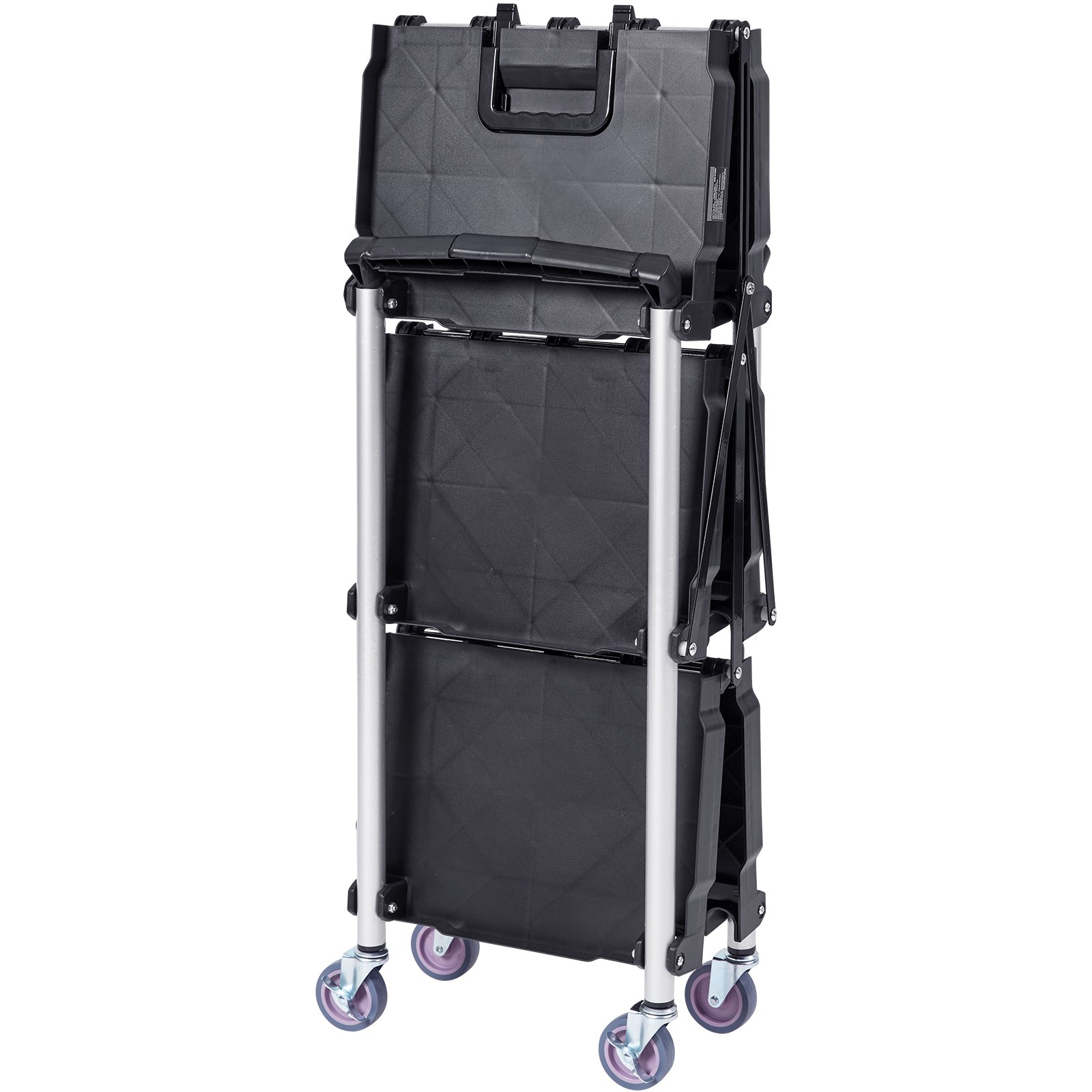 Uimoso Foldable Utility Service Cart 3 Shelf 165LBS with Swivel Lockable Wheels