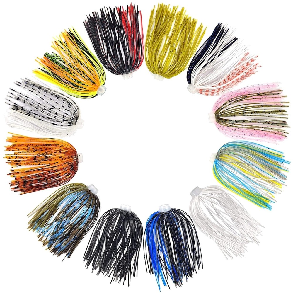 Fishing Silicone Skirts 12pcs Replacement for Spinnerbaits Buzzbaits Jigs
