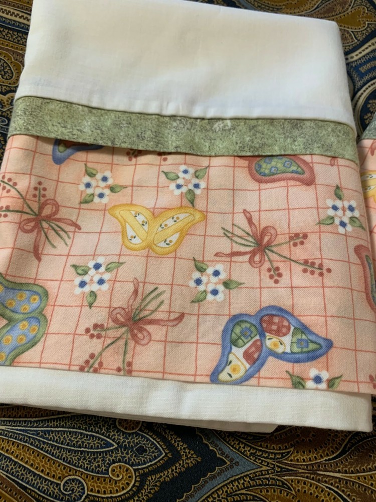 SET OF 2 STD HANDMADE BUTTERFLY PILLOWCASES