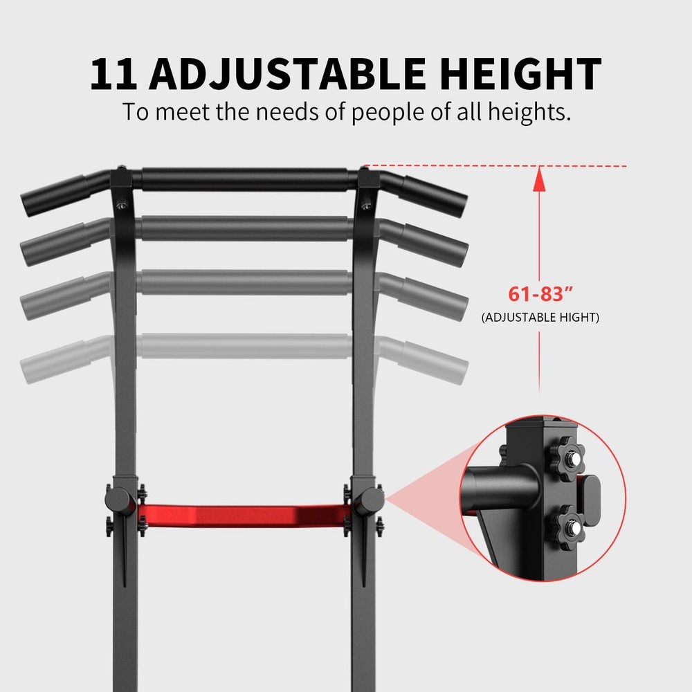 Pull Up Bar Dip Bar Power Tower Workout Dip Station Height Adjustable Free St...
