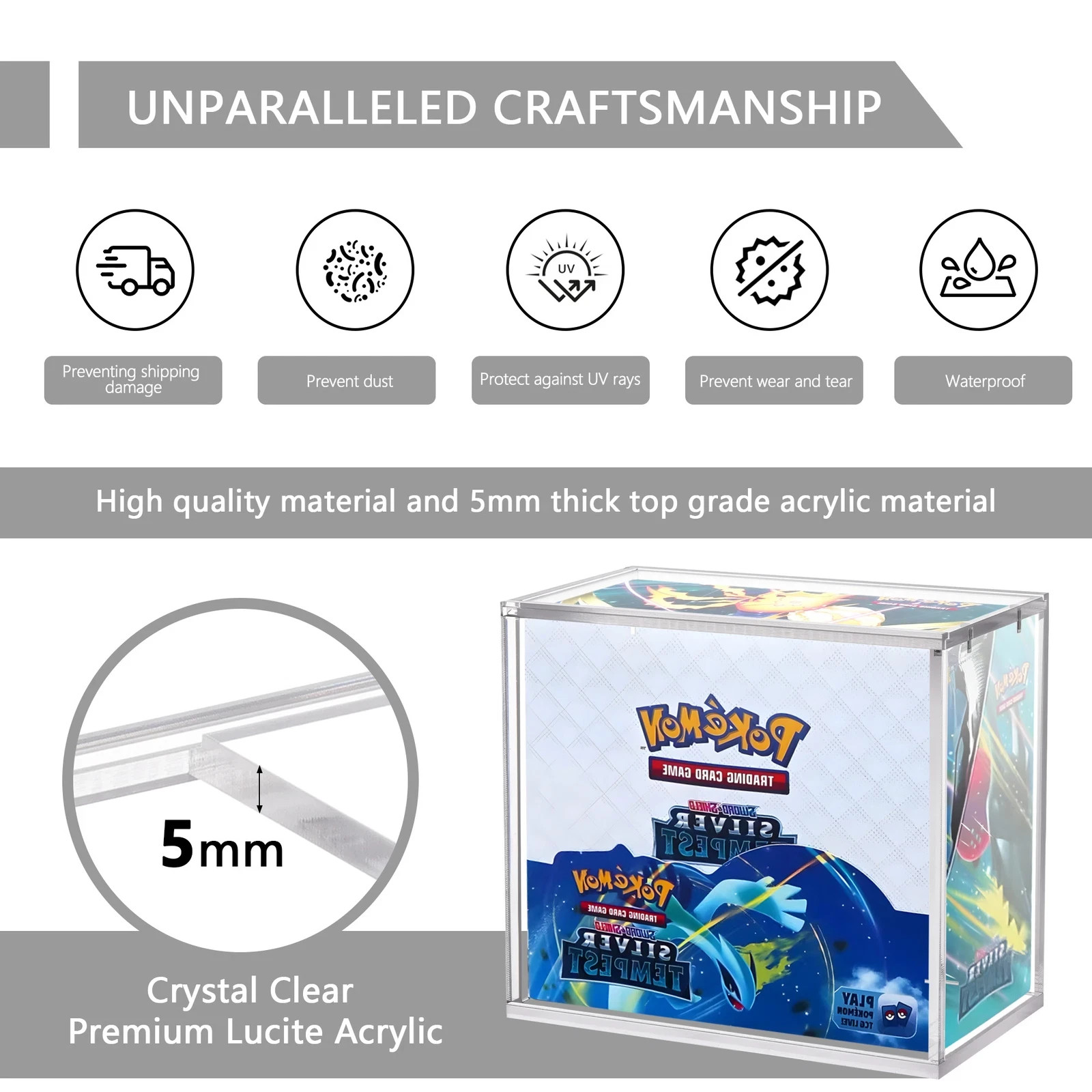 Pokemon Magnetic Booster Box Acrylic Case Not include Booster Box Not Fit ETB!!!