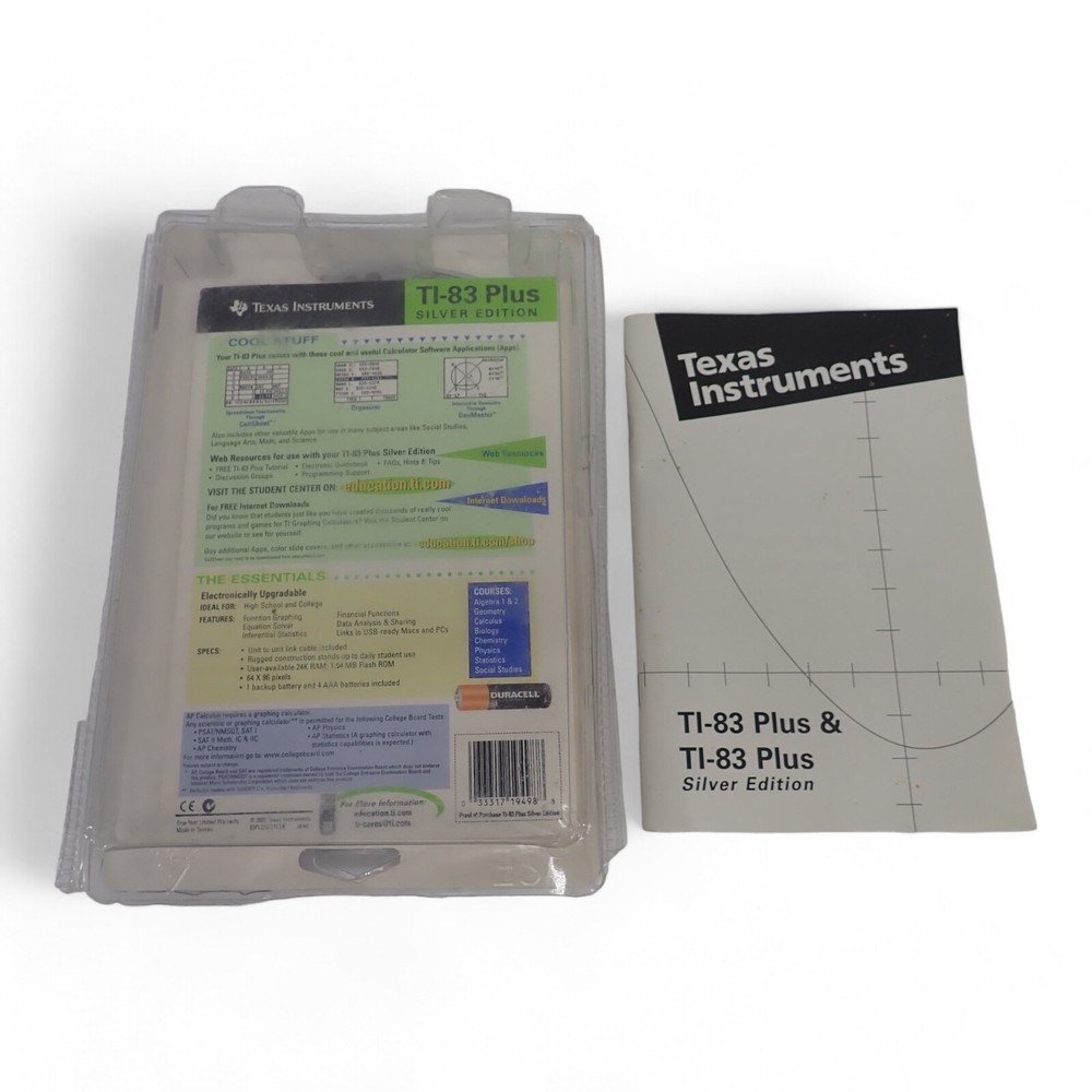 TI-83 Plus Graphing Calculator w Cover Cables CD Instructions PACKAGED TESTED !