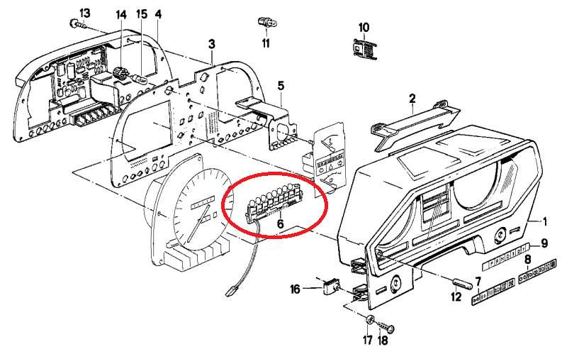 Instrument cluster Shift Indication circuit board & lights For BMW E23,E24,E28