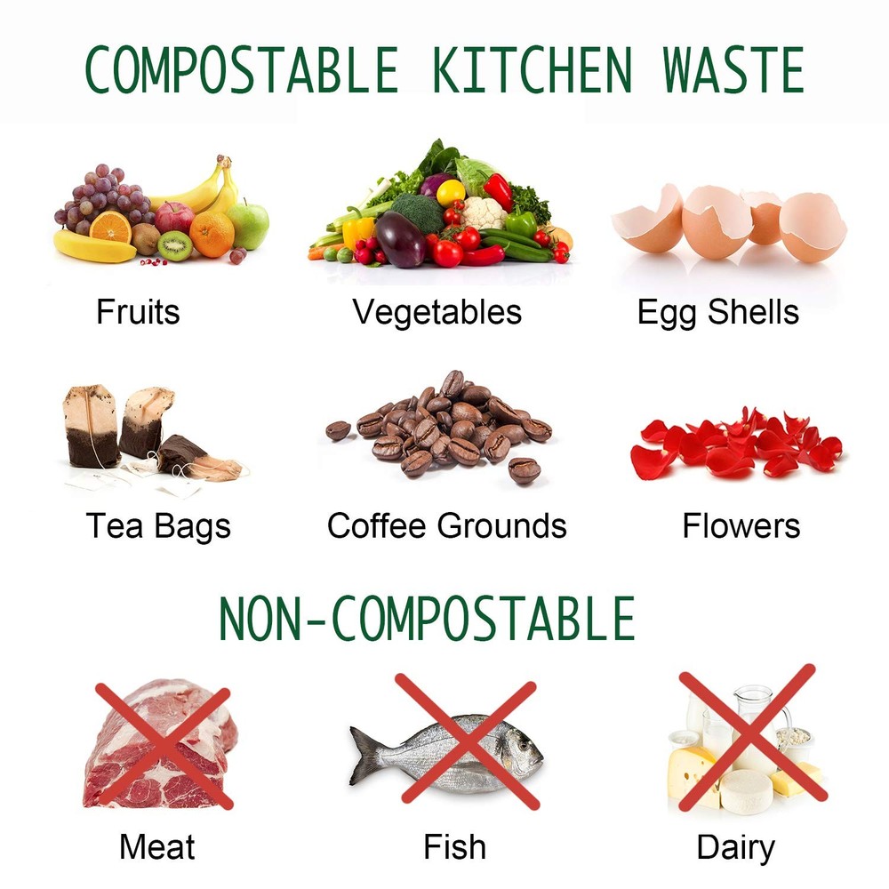 Compost Bin, Countertop Compost Bin with Lid, Kitchen Compost Container, Odor...