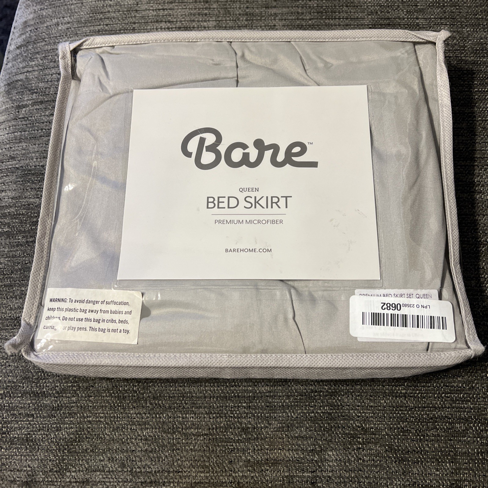 Light gray Queen Bed Skirt  Bare Home Double Brushed Easy Fit 15" Deep