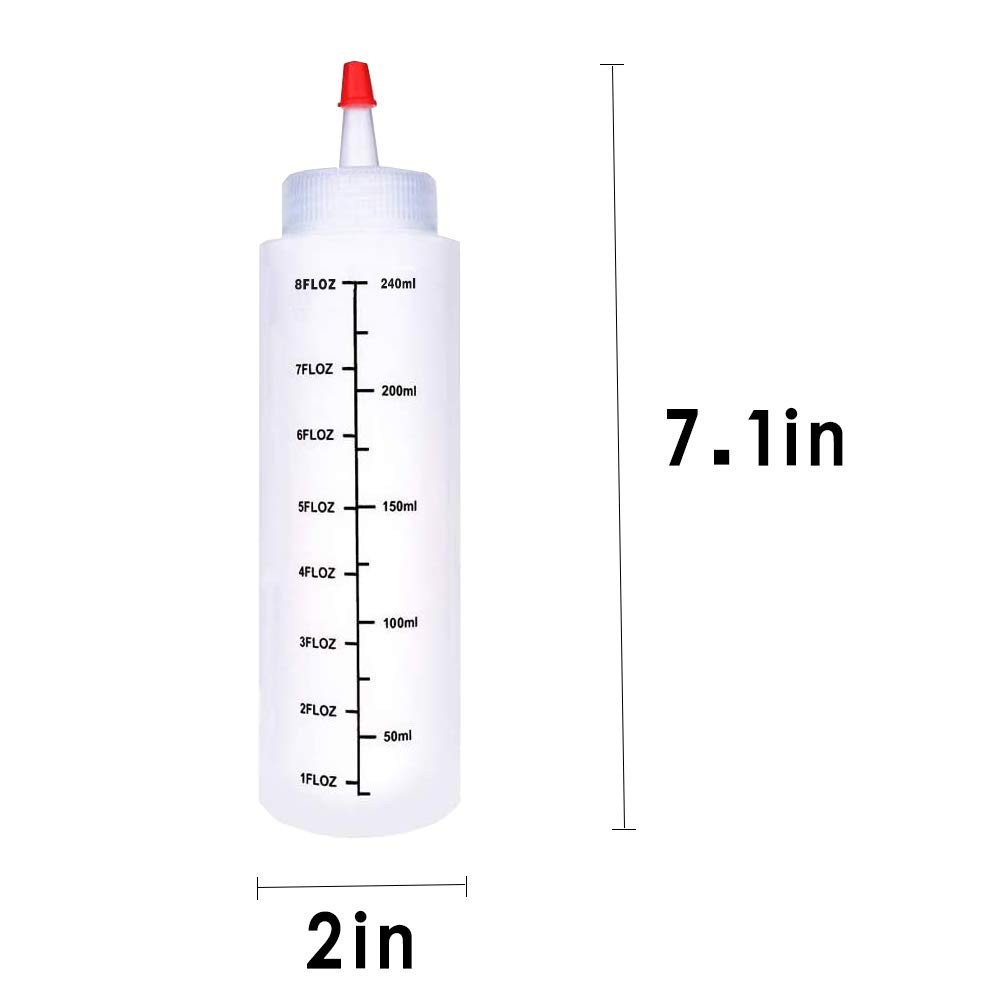 12 Pack 8 Oz/240 Ml Plastic Squeeze Bottles,Scale Plastic Squirt Bottle,Polyethy