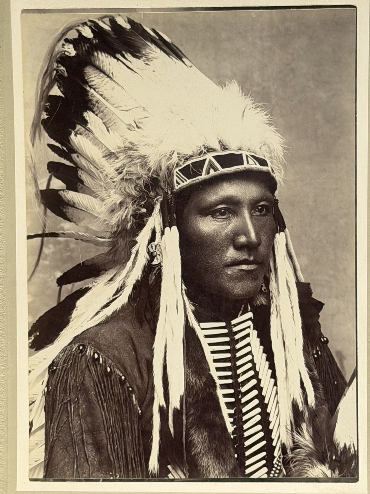 Native American Indian Warrior Photograph Titled: "Kiowa Brave"; "Poor Buffalo"