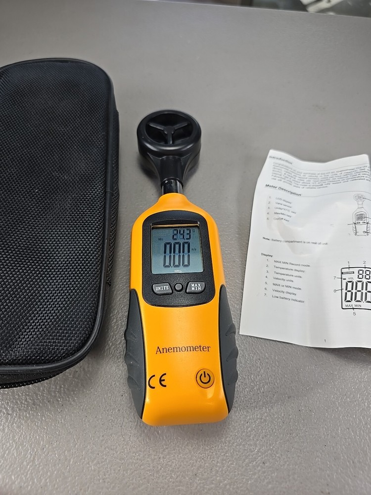 WSMLA Handheld Portable Digital Anemometer Wind Speed Meter Sailing LCD & Case