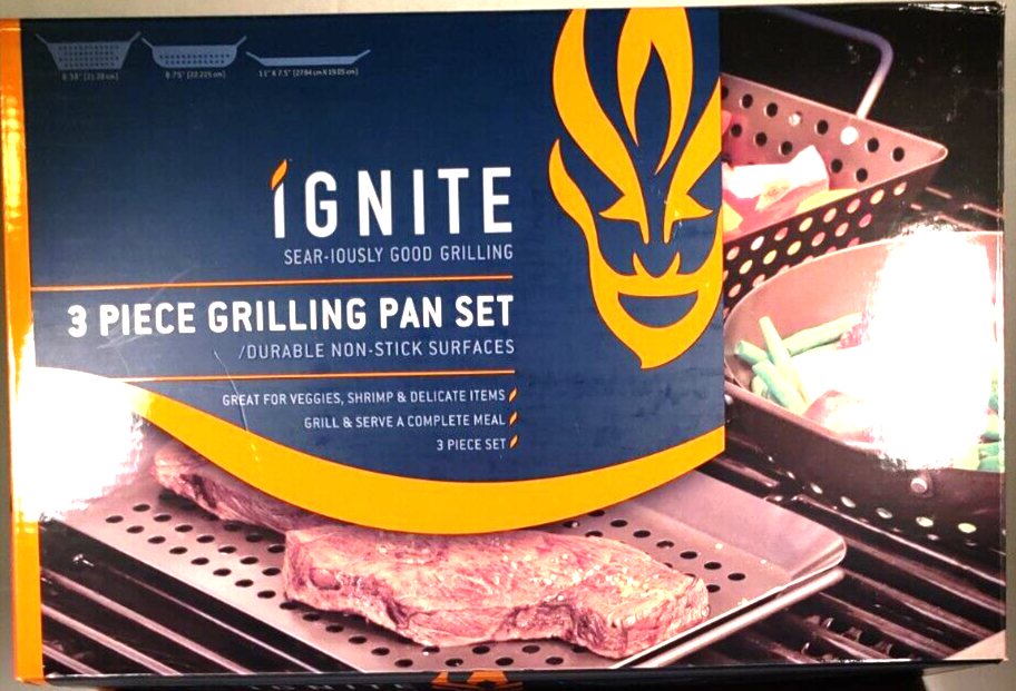 Ignite 3 Piece Grilling Pan Set Durable Non-Stick Surfaces
