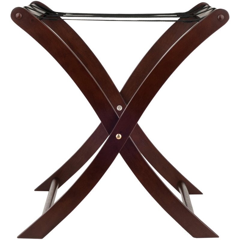 Pemberly Row Transitional Solid Wood Luggage Rack in Brown Finish