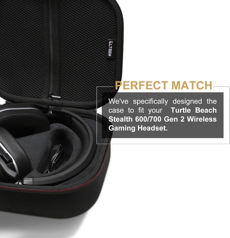 Durable LTGEM Protective Case for Turtle Beach Stealth Wireless Headsets - Black