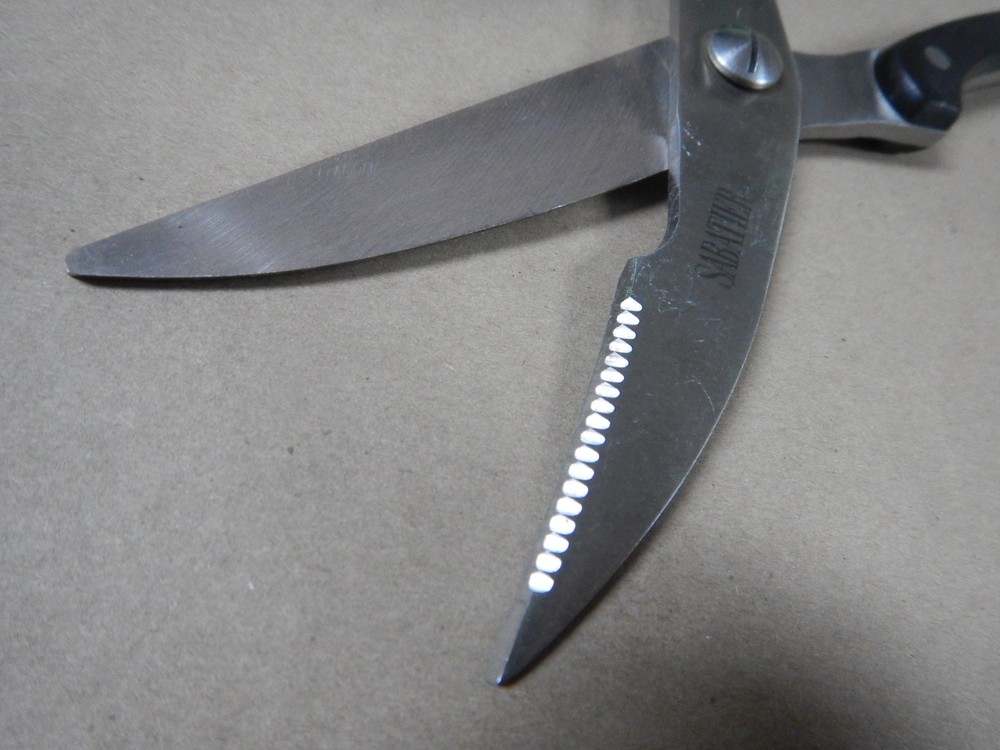 10" Sabatier Kitchen Multi Purpose Shears with Black spring loaded handles- nice