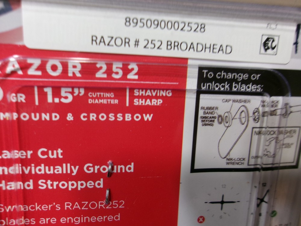 ~NEW~ Swhacker Razor #252 Broadhead 100 Grain 3-pack Archery Crossbow 1.5" Cut