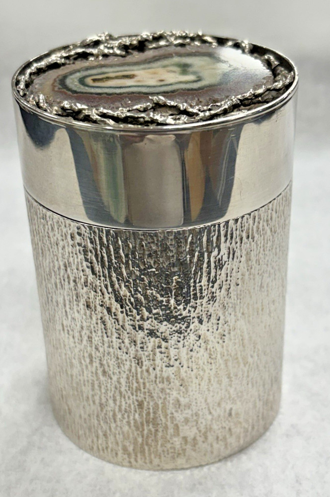David Deakin Sterling Silver Tabletop Cigarette Case With Geode Insert Top 10toz