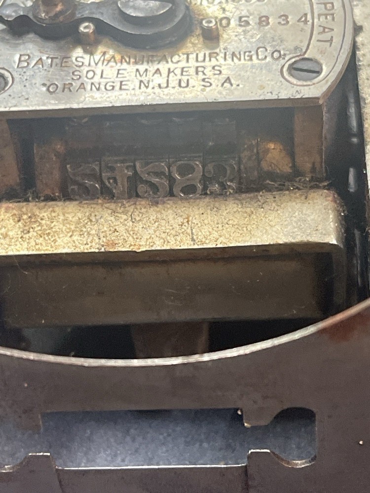 Antique Bates Automatic Numbering Machine 5 Wheel Style E Working Duplicate Stam