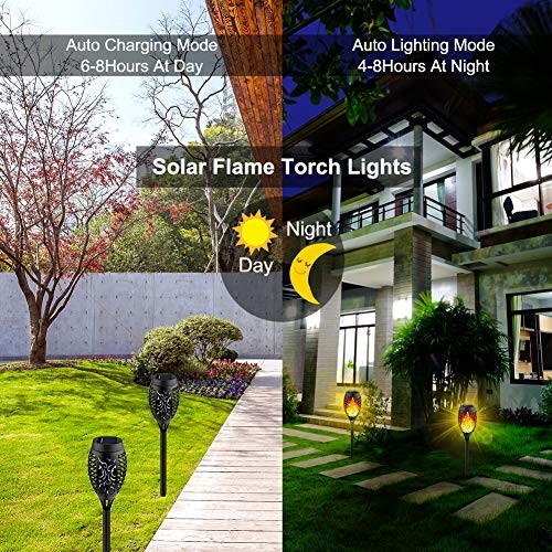 Solar Lights Outdoor Solar Torch Light with Flickering Flame, 8Pack Orange