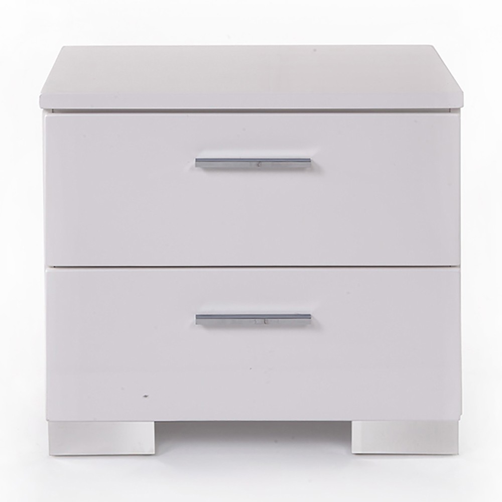 White and Chrome 2-Drawer Nightstand