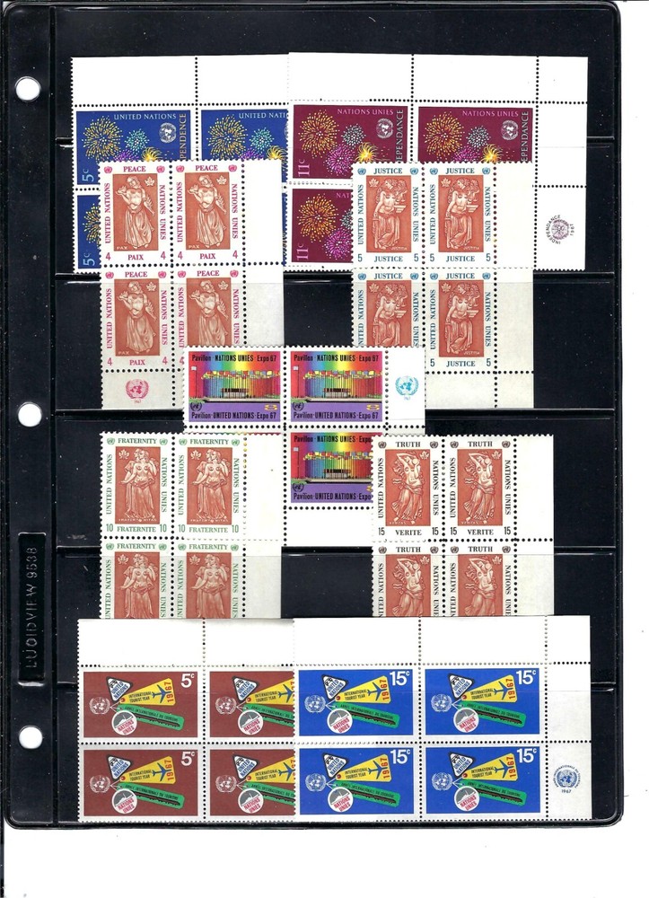 1960's Assorted Inscription Blocks of 4 - Mint LIGHT Hinged Condition (2116)