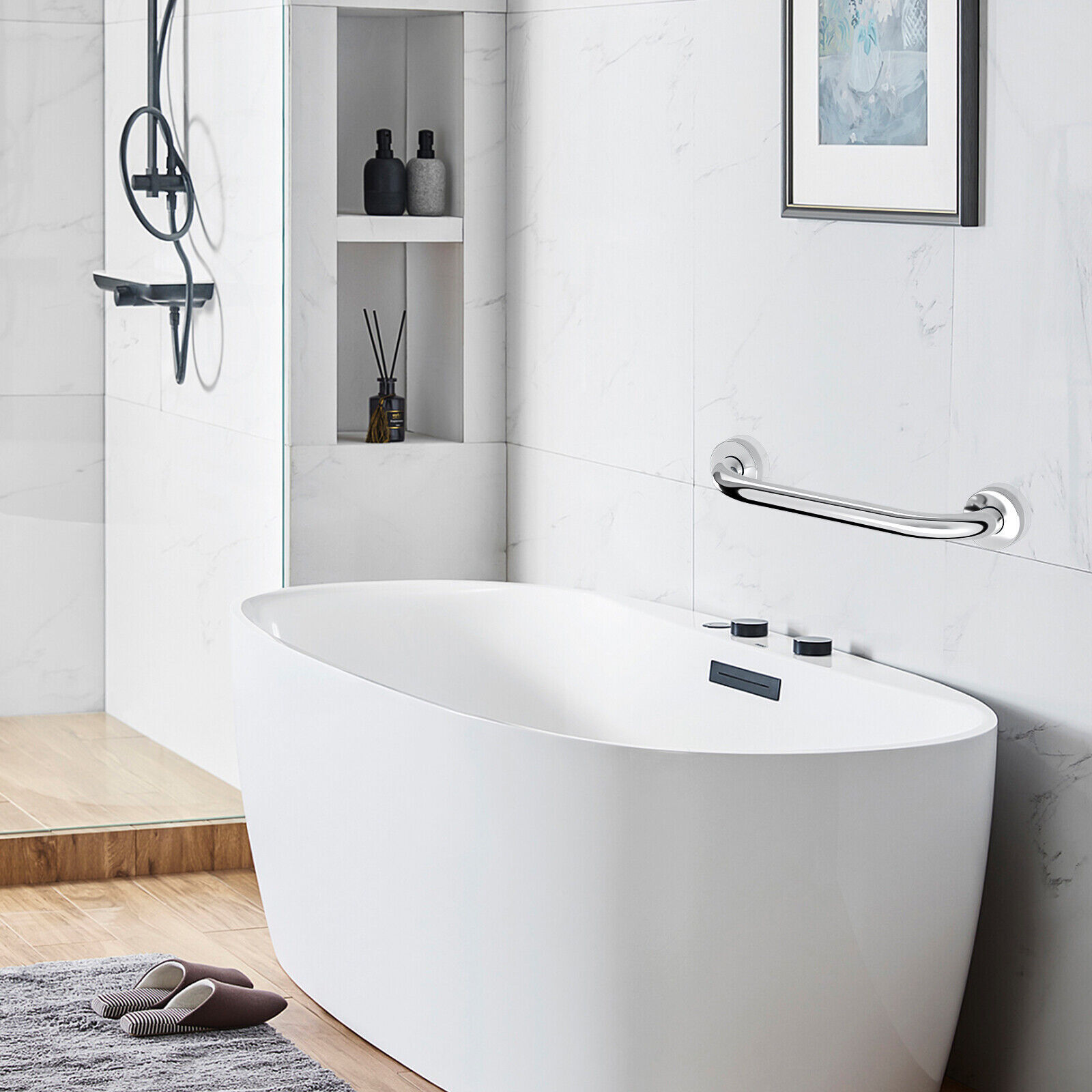 Stainless Steel Grab Bar Bathroom Safety Handicap Shower Tub Handle Support Lot