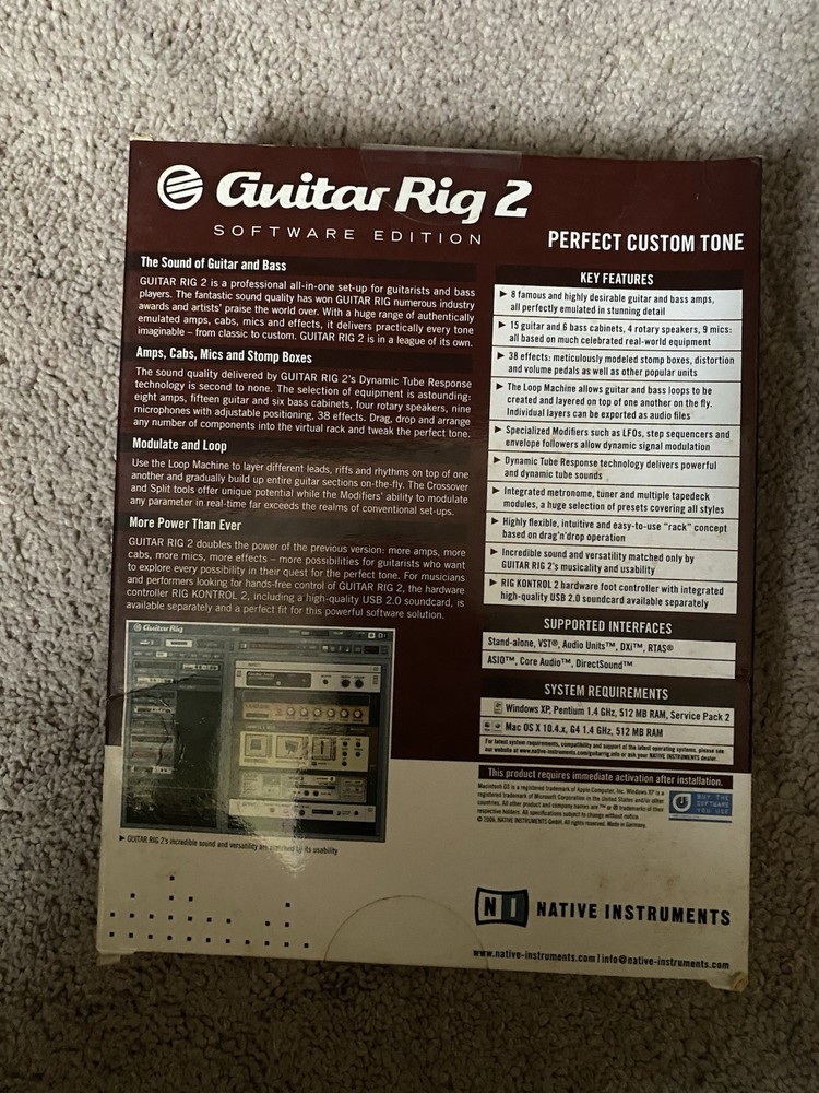 Guitar Rig 2 Native instruments (New, In Box)