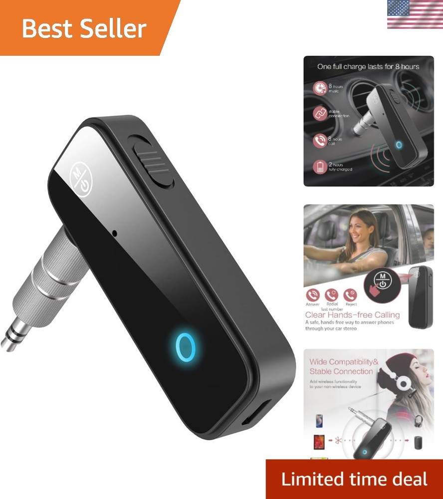 Travel-Friendly Bluetooth AUX Adapter - Fast Charging with Hands-Free Control