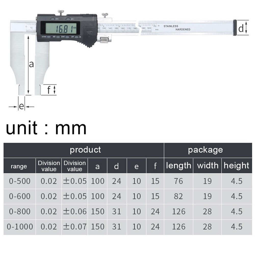 0-500mm High-precision Extended-jaw Electronic Vernier Caliper Large Range Tool