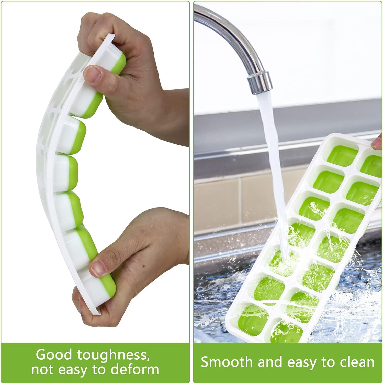 Ice Cube Tray with Lid, 4 Pack Durable Stackable Ice Cube Trays for Freezer with