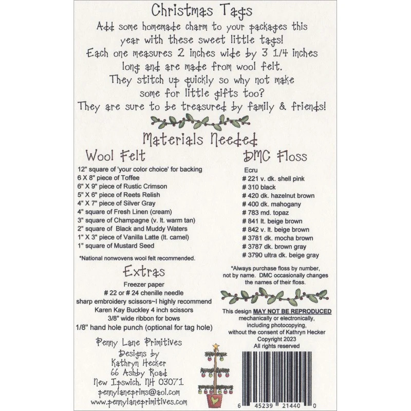 Christmas Tags Pattern by Kathryn Hecker