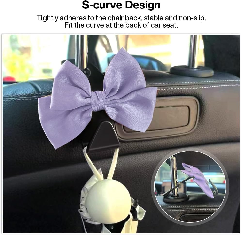 Light Purple Headrest Hooks 2 Pack Car Storage Organizer Holder