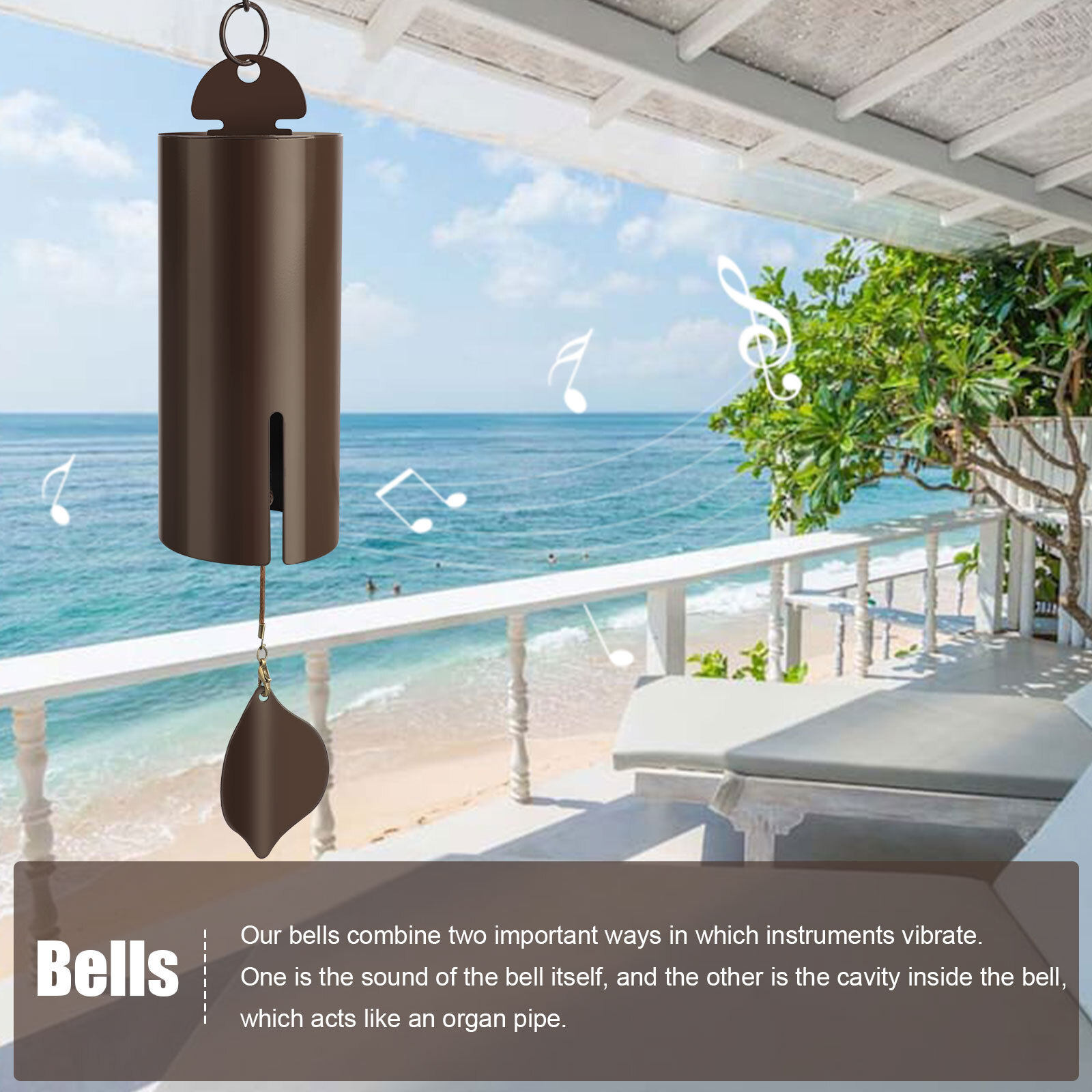 Large Deep Resonance Serenity Bell Heroic Wind Chime Outdoor Home Decor Windbell